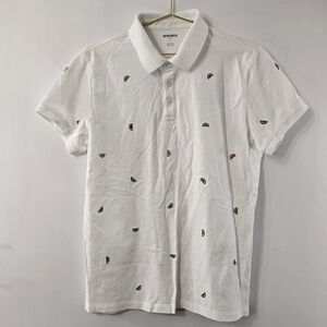 Bonobos Watermelon Fruit Slice Embroidery Embroidered Slim Fit Polo Shirt Size L